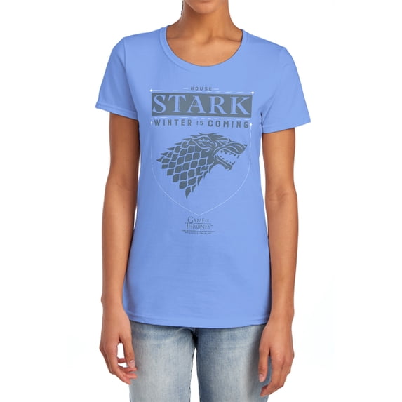 Game of Thrones House Stark Sigil Women's T Shirt,Carolina Blue, Medium