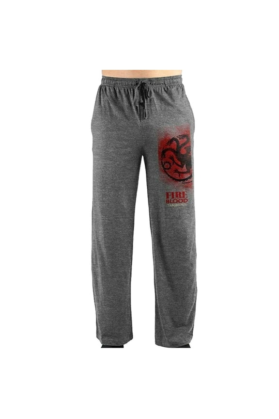 Game of Thrones House Targaryan Fire and Blood Men's Lounge, Pajama Pants Sleepwear (Medium)