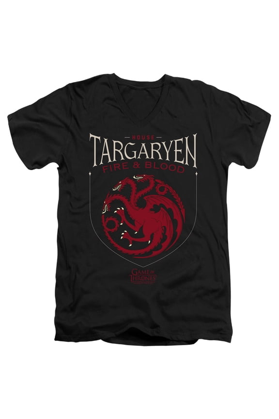 Game of Thrones House Targaryen Sigil Unisex Adult V-Neck T Shirt,House Targaryen Sigil, Large