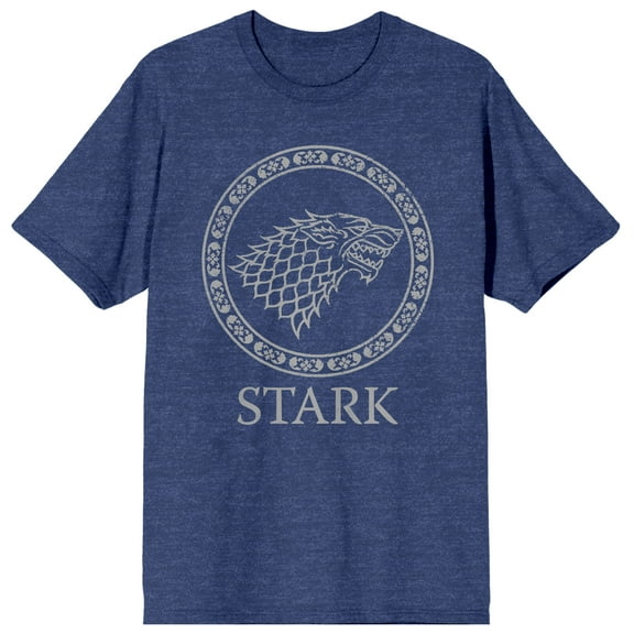 Game of Thrones House of Stark Direwolf Crest Women's Heather Navy Graphic Tee-Medium