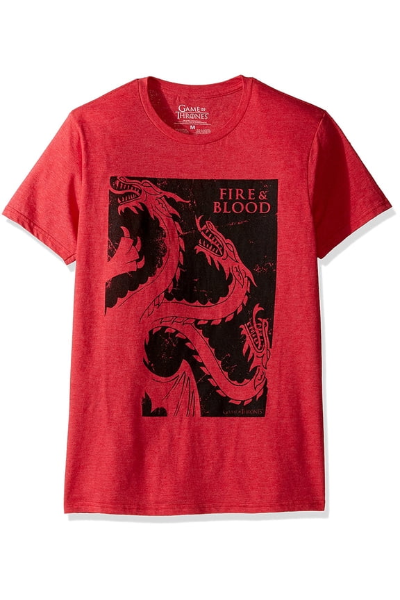 Game of Thrones Mens T-Shirt - House of Blood Targaryen Boxed Image (2X-Large) Red