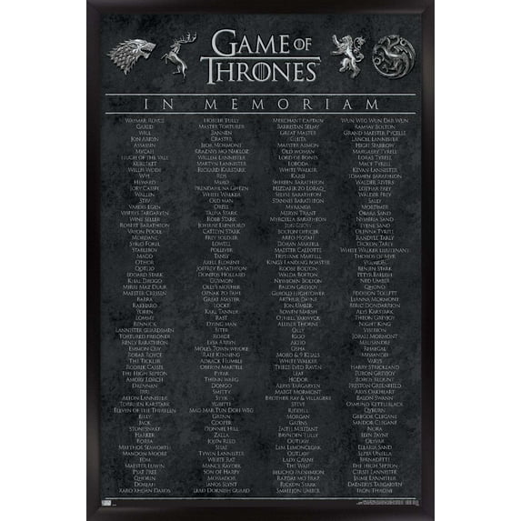 Game of Thrones - In Memoriam Wall Poster, 14.725" x 22.375", Framed