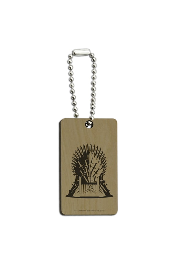 Game of Thrones Iron Throne Icon Wood Wooden Rectangle Keychain Key Ring
