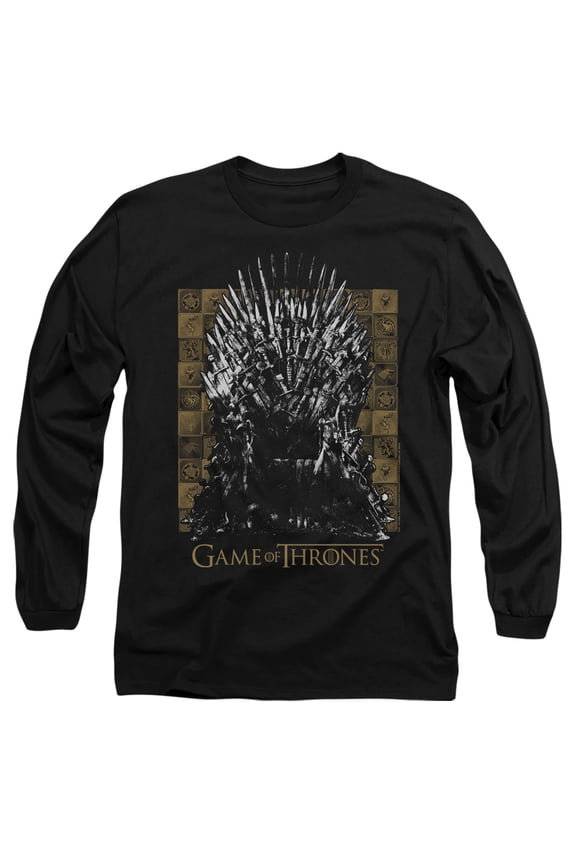 Game of Thrones Iron Throne Unisex Adult Long-Sleeve T Shirt,Black, Small
