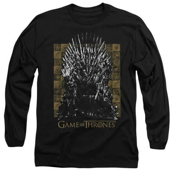 Game of Thrones Iron Throne Unisex Adult Long-Sleeve T Shirt,Black, X-Large