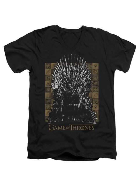 Game of Thrones Iron Throne Unisex Adult V-Neck T Shirt,Black, Large
