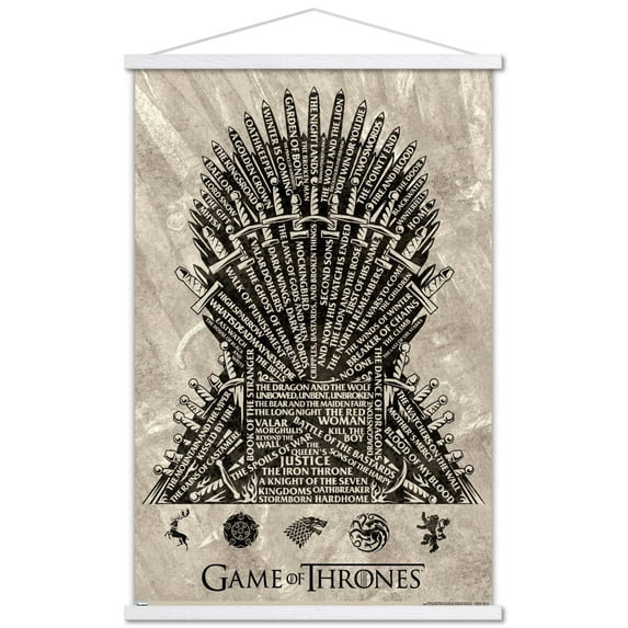 Game of Thrones - Iron Throne Wall Poster with Wooden Magnetic Frame, 22.375" x 34"