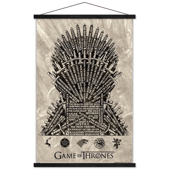 Game of Thrones - Iron Throne Wall Poster with Wooden Magnetic Frame, 22.375" x 34"