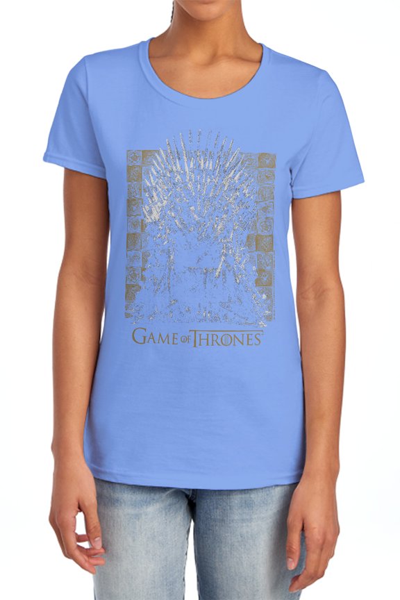 Game of Thrones Iron Throne Women's T Shirt,Carolina Blue, Medium