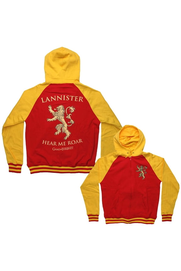 Game of Thrones Lannister Red/Yellow Men's Zip-Up Hoodie, Medium