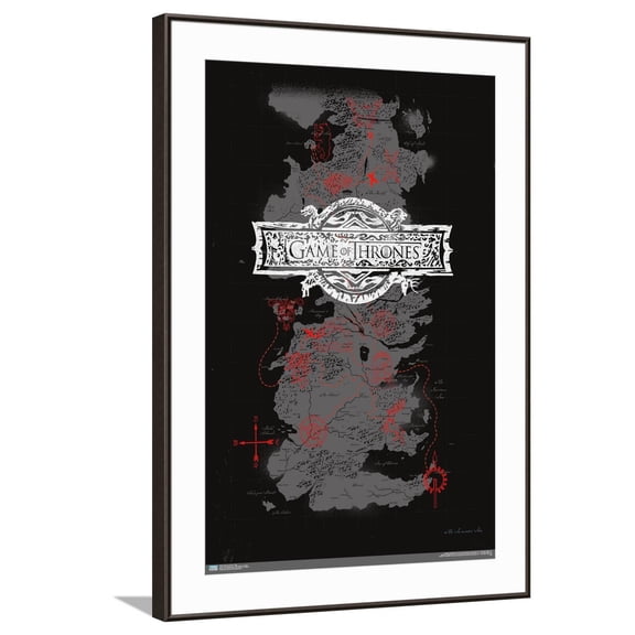 Game of Thrones - Map Canvas Wall Poster, 22.375" x 34"