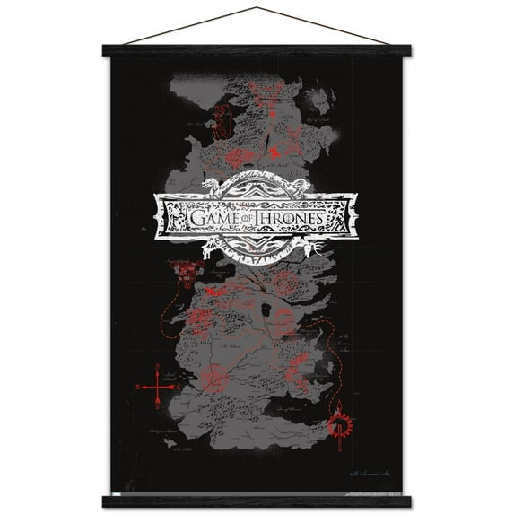 Game of Thrones - Map Wall Poster with Magnetic Frame, 22.375" x 34"