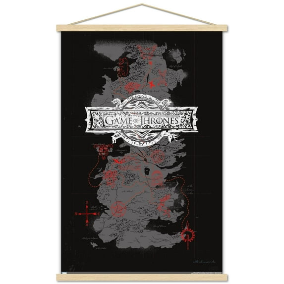Game of Thrones - Map Wall Poster with Magnetic Frame, 22.375" x 34"