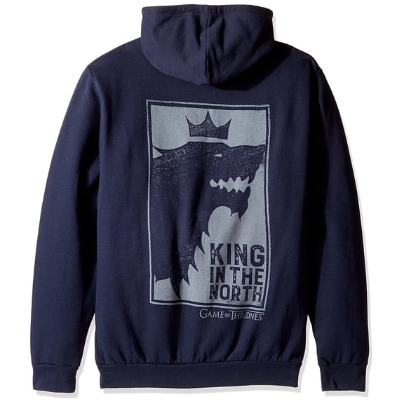 Game of Thrones Men's King In The North Zip Up Hoodie Navy S
