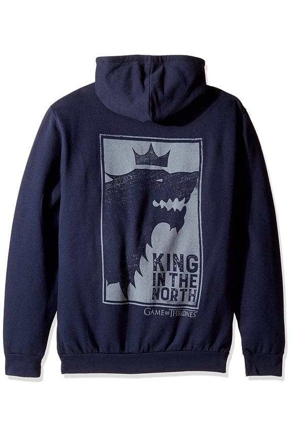 Game of Thrones Men's King In The North Zip Up Hoodie Navy S