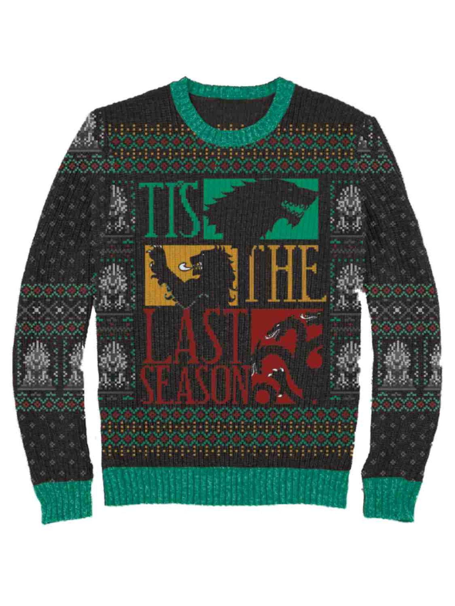Game of Thrones Mens Gray Tis The Last Season Christmas Holiday Sweater Medium