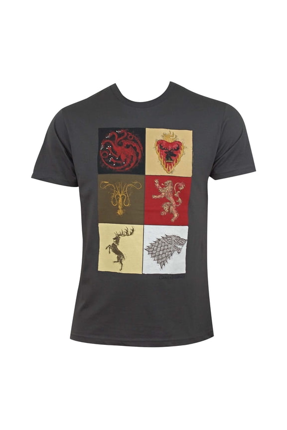 Game of Thrones Mens T-Shirt - Six Boxed Colorful House Sigils