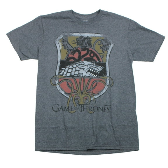Game of Thrones Mens T-Shirt - Stark Grayjoy Lanister Crest Distressed Crest