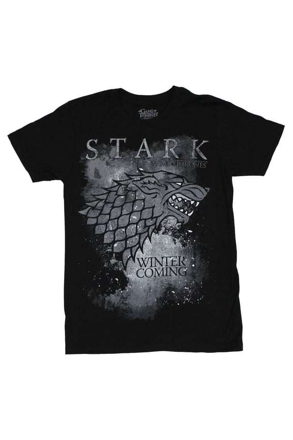 HBO'S Game of Thrones Men's Winter Is Coming Stark T-Shirt, Black, Medium