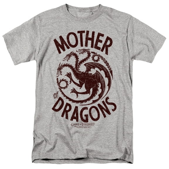 Game of Thrones Mother of Dragons Unisex Adult T-Shirt, Athletic Heather, Medium