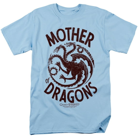 Game of Thrones Mother of Dragons Unisex Adult T-Shirt, Light Blue, 2X-Large