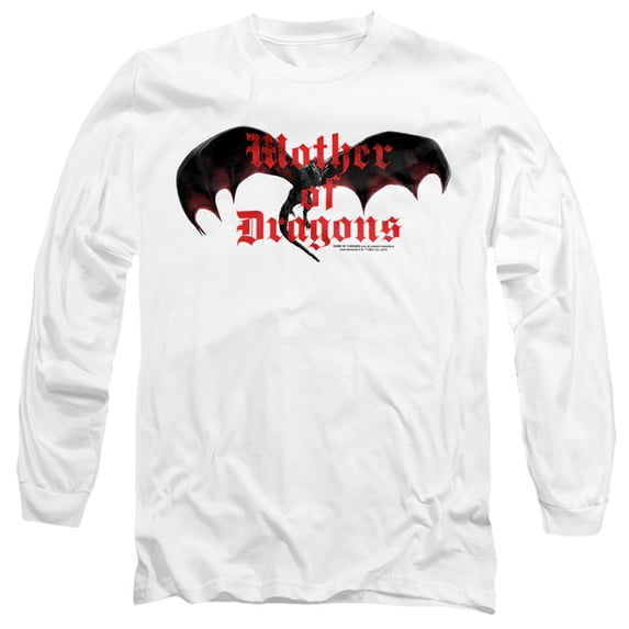 Game of Thrones Mother's Day The Mother of Dragons Unisex Adult Long-Sleeve T Shirt, White, 3X-Large