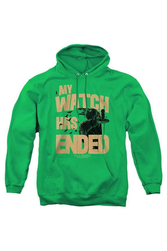 Game of Thrones My Watch Has Ended Unisex Adult Pull-Over Hoodie,Kelly Green, Large