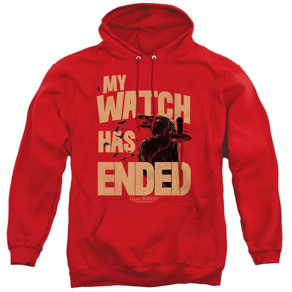 Game of Thrones My Watch Has Ended Unisex Adult Pull-Over Hoodie,Red, Medium