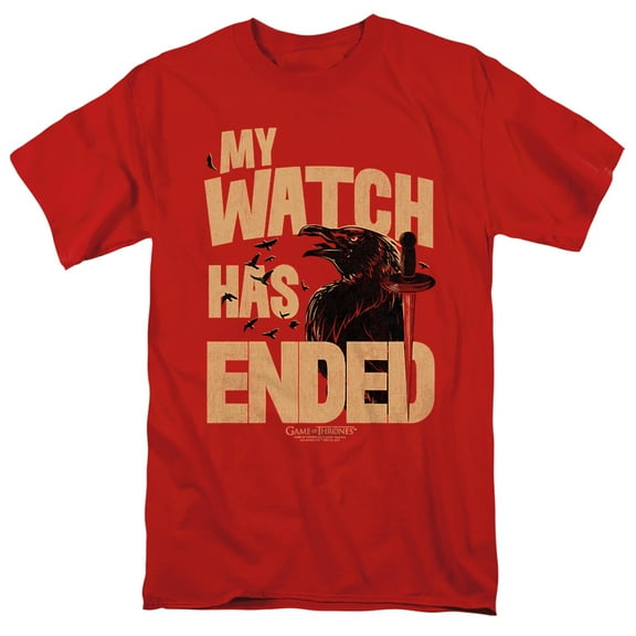 Game of Thrones My Watch Has Ended Unisex Adult T-Shirt, Red, Large