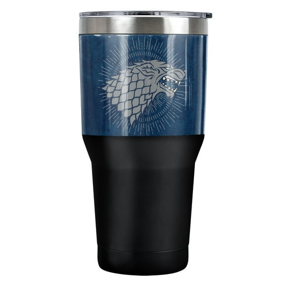 Game of Thrones Official Stark Sigil 30 oz Travel Tumbler, Stainless Steel, Vacuum Insulated with Leak Resistant Slide-Lock Lid