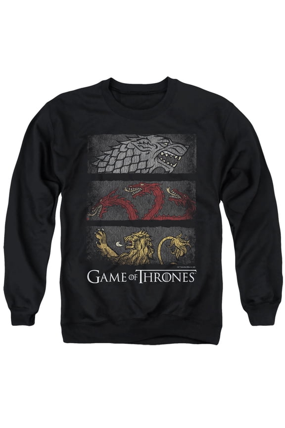 Game of Thrones Sigil Banners Unisex Adult Crewneck Sweatshirt,Black, Large