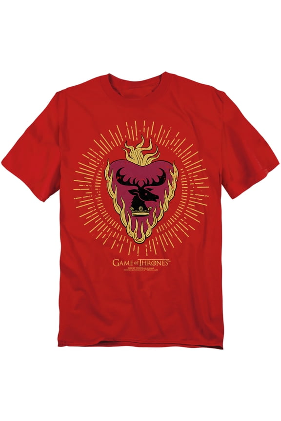 Game of Thrones Stannis Baratheon Burst Sigils Unisex Adult T-Shirt, Red, X-Large