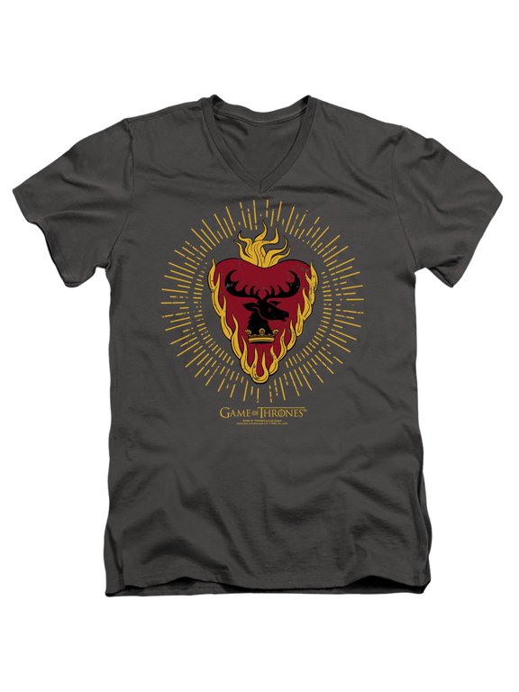 Game of Thrones Stannis Baratheon Burst Sigils Unisex Adult V-Neck T Shirt,Stannis Baratheon Burst Sigils, Large