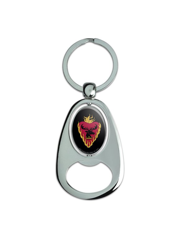 Game of Thrones Stannis Baratheon Sigil Keychain Chrome Metal Spinning Oval Bottle Opener