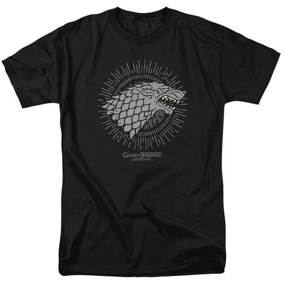 Game of Thrones Stark Burst Sigils Unisex Adult T-Shirt, Black, Small