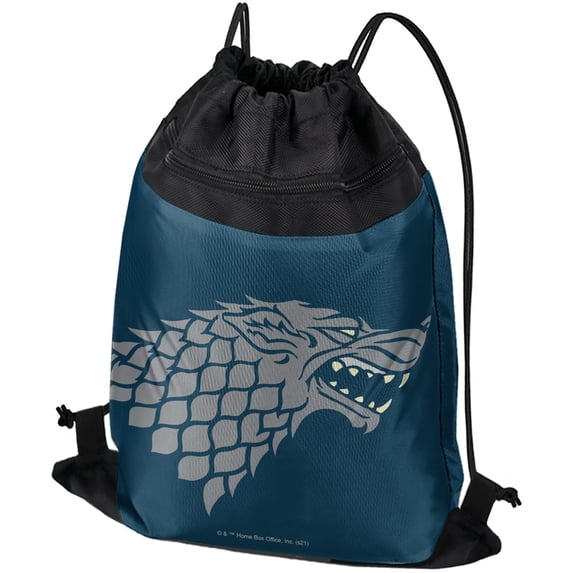 Game of Thrones Stark Sigil Drawstring Backpack Sports Bag Sackpack 17" x 13", Perfect for Gym, Yoga or Practice