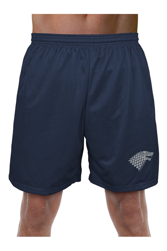 Game of Thrones Stark Sigil Mens Lined Mesh Shorts, Navy, Medium