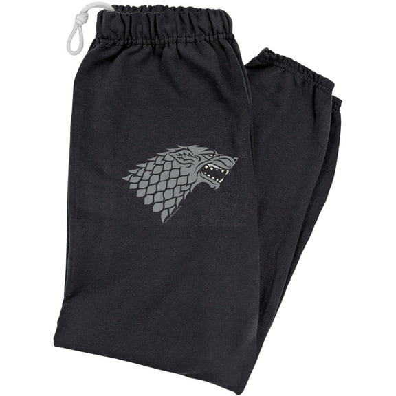 Game of Thrones Stark Sigil Unisex Jogger Sweatpants for Men and Women, Black, Large