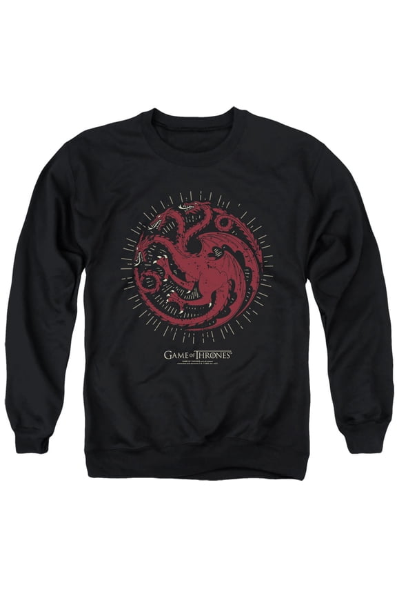 Game of Thrones Targaryen Burst Sigil Unisex Adult Crewneck Sweatshirt,Targaryen Burst Sigil, Medium