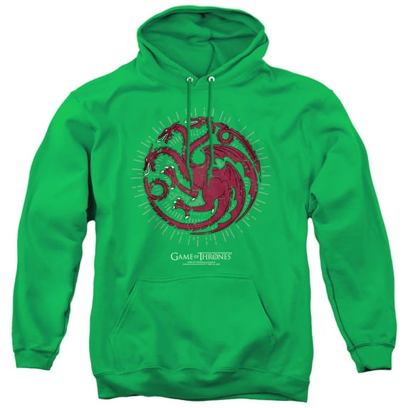 Game of Thrones Targaryen Burst Sigil Unisex Adult Pull-Over Hoodie,Kelly Green, Small