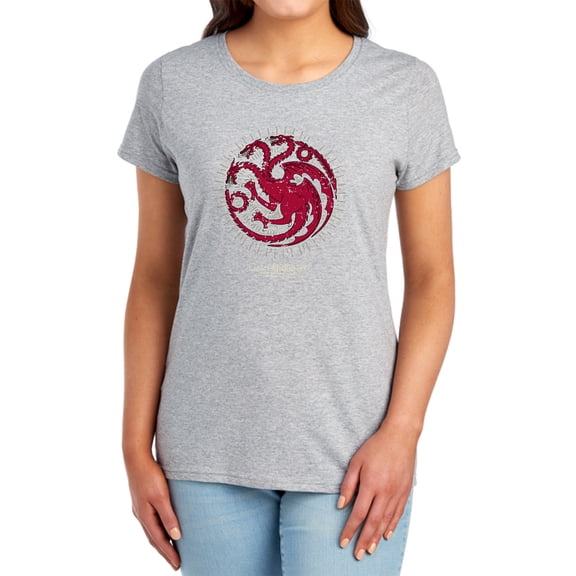 Game of Thrones Targaryen Burst Sigil Women's T Shirt,Athletic Heather, Large