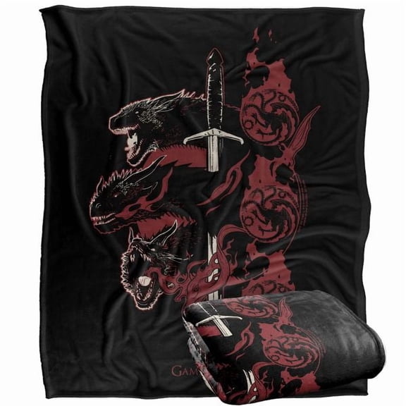 Game of Thrones Targaryen Dragons Blanket, GOT TV Series Art Throw Blanket, Gift for TV Fans