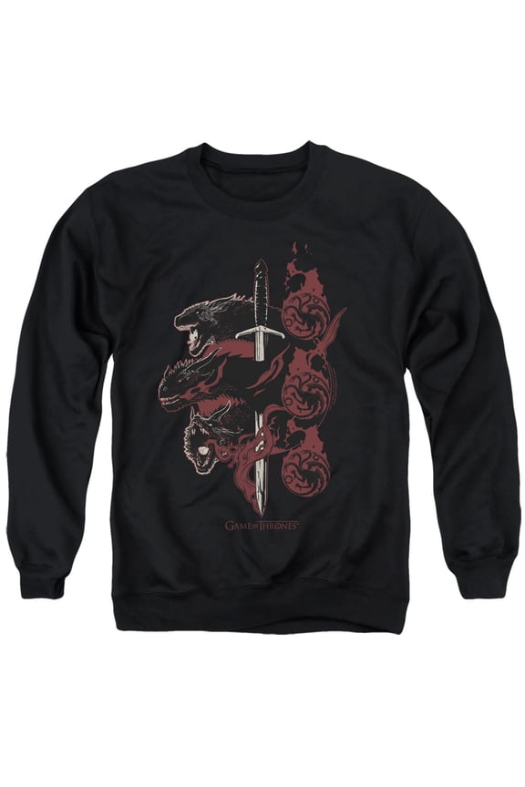 Game of Thrones Targaryen Dragons Unisex Adult Crewneck Sweatshirt,Black, Large