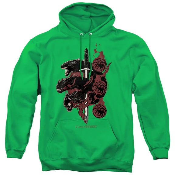 Game of Thrones Targaryen Dragons Unisex Adult Pull-Over Hoodie,Kelly Green, Medium