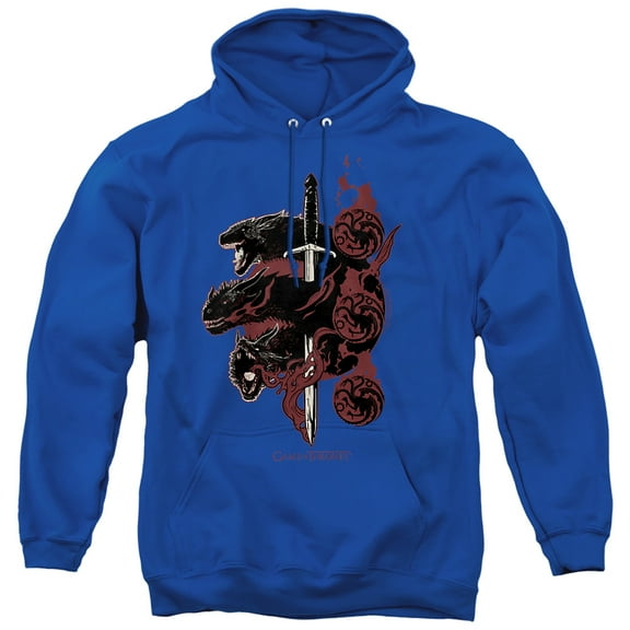 Game of Thrones Targaryen Dragons Unisex Adult Pull-Over Hoodie,Royal, 3X-Large