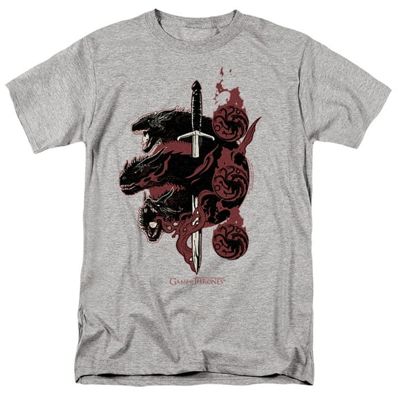 Game of Thrones Targaryen Dragons Unisex Adult T-Shirt, Athletic Heather, 2X-Large