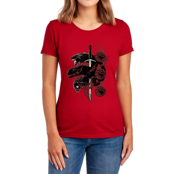 Game of Thrones Targaryen Dragons Women's T Shirt,Red, 2X-Large