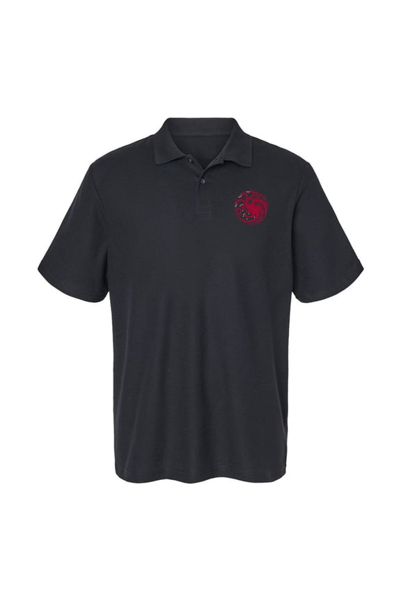 Game of Thrones Targaryen Sigil Cotton Polo Shirt, Black, Large