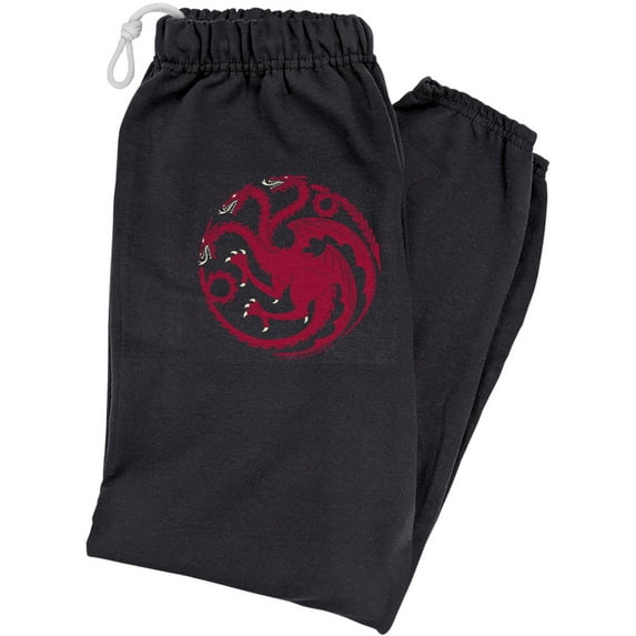 Game of Thrones Targaryen Sigil Unisex Jogger Sweatpants for Men and Women, Black, 2X-Large