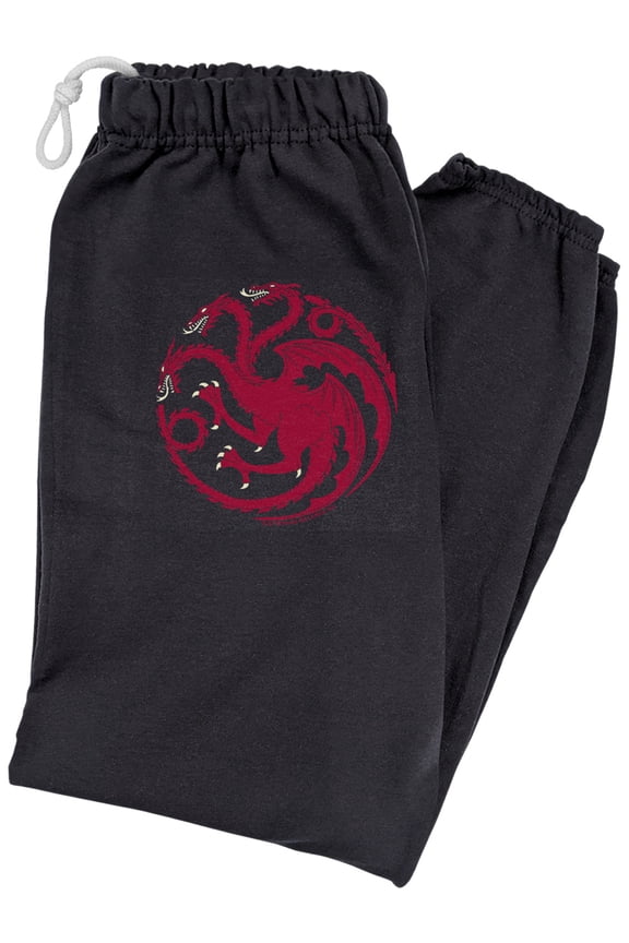 Game of Thrones Targaryen Sigil Unisex Jogger Sweatpants for Men and Women, Black, X-Large